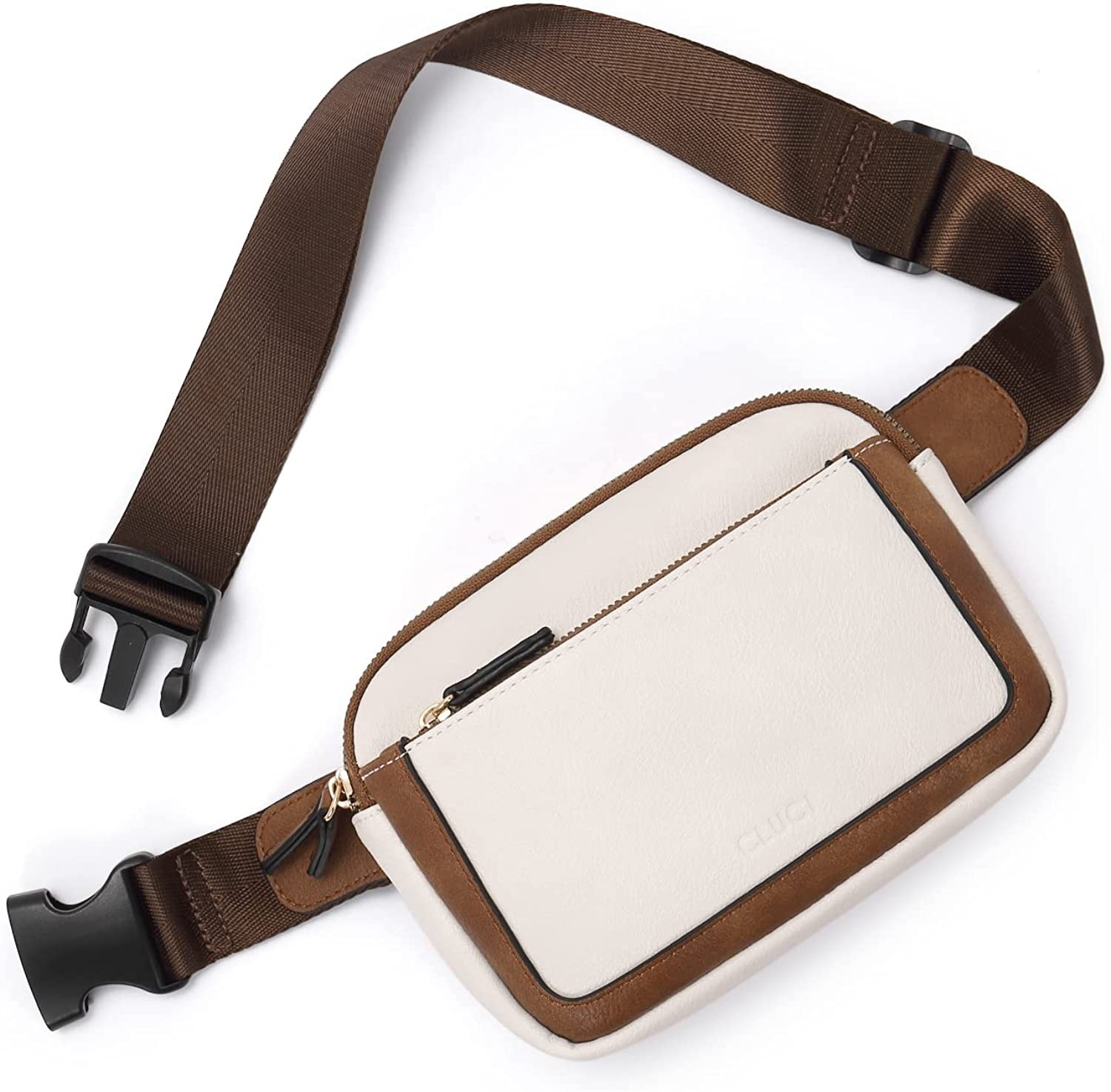 307g Weight Polyester Lining Material Zipper Closure Type Sling Strap Strap Type Unisex Classic Style Color Block Pu Leather Waterproof Waist Bags