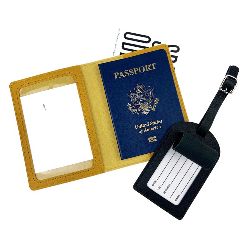 cross-border pu leather passport cover luggage tag passbook holder passbook bag luggage tag suit