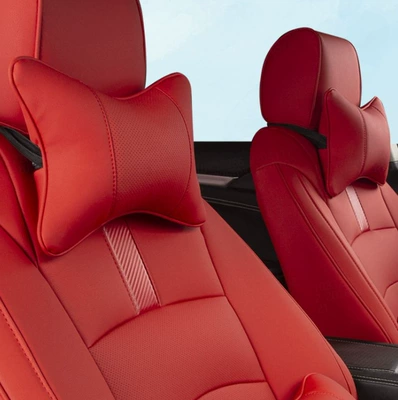 Headrest | Leather Four-Season Universal Seat Headrest - full-leather-model-all-red-headrest-1-no-specifications