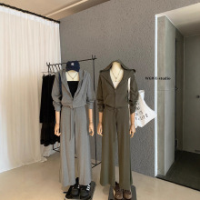 WGWE7719连帽宽松美式复古拉链开衫卫衣外套+休闲裤套装