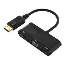 DP转HDMI+VGA带音频转换器一分二DP转HDMI+VGA分配器扩展坞1进3出