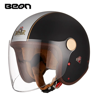 Women, Electric Vehicle, Three-Quarter Half | Motosiklet kaskı (dəbilqə) - matt-blackgrey-gold-m
