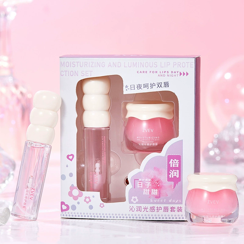 ZVEV Qinrun Глянцевый набор для ухода за губами Увлажняющий и увлажняющий осенне-зимний набор против высыхания дневной и ночной комбинированный бальзам для губ