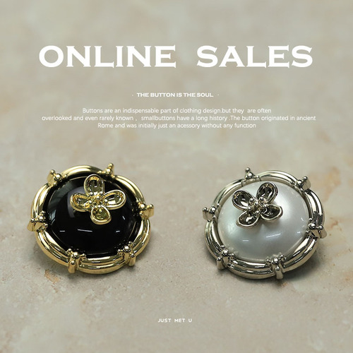 [Yisen] Xiaoxiang socialite style four-leaf clover metal black and white buttons suit leather coat jacket clothing buttons