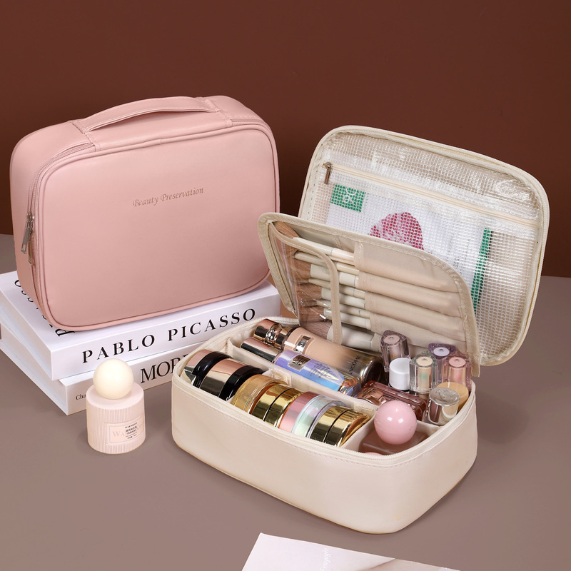 Cross-border New Products Xinxin Split Area Cosmetic Bag Large Capacity Advanced Sense Multi-functional Washes Cosmetic Storage Bag Cross-border New Products Xinxin Split Area Cosmetic Bag Large Capacity Advanced Sense Multi-functional Washes Cosmetic Storage Bag
