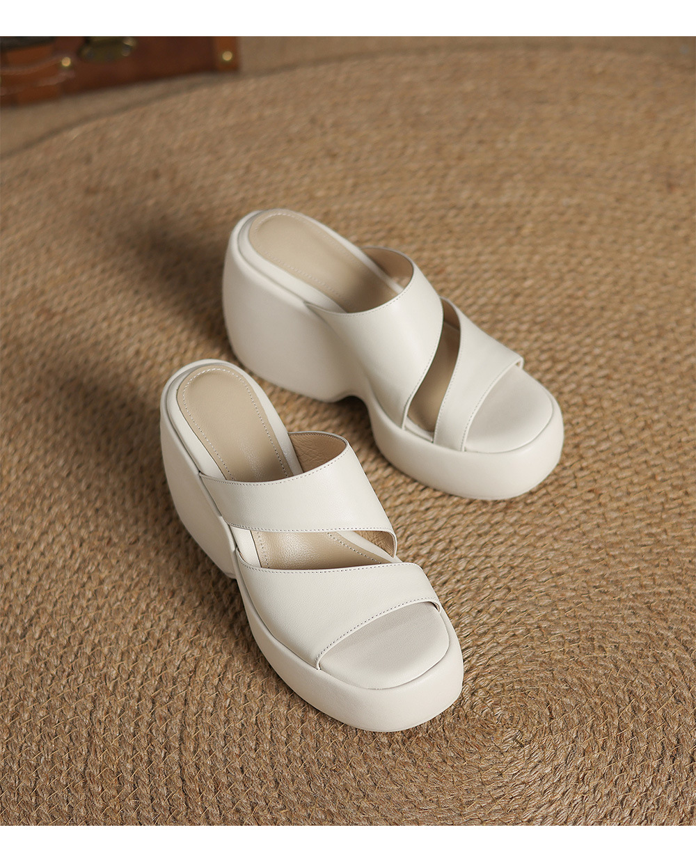 Dép sandal nữ đế xuồng một dây phong cách châu Âu, gót cao 7 cm — đen chi tiết 15