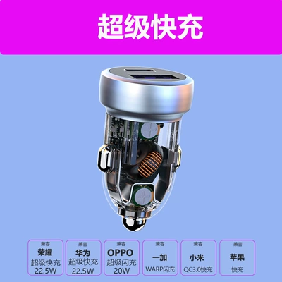 Mobil şarj cihazları, Car Charger Dual-Port Super - super-fast-charge-mini-transparent-fast-charger-car-charger