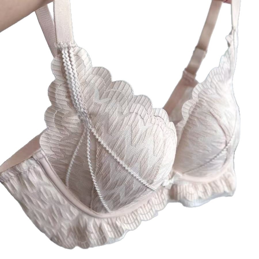 Sutiã estilo francês Pure Desire com renda sexy para mulheres com seios pequenos, modelo push-up, sem aro, com modelagem lateral e efeito anti-flacidez._voghion.com