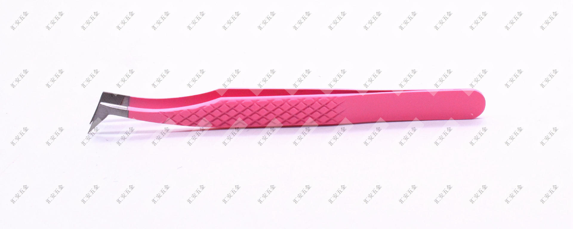 Factory supplies pink embossed fiber-tipped tweezers, fiber tips, high-precision serrated eyelash extension tweezers.