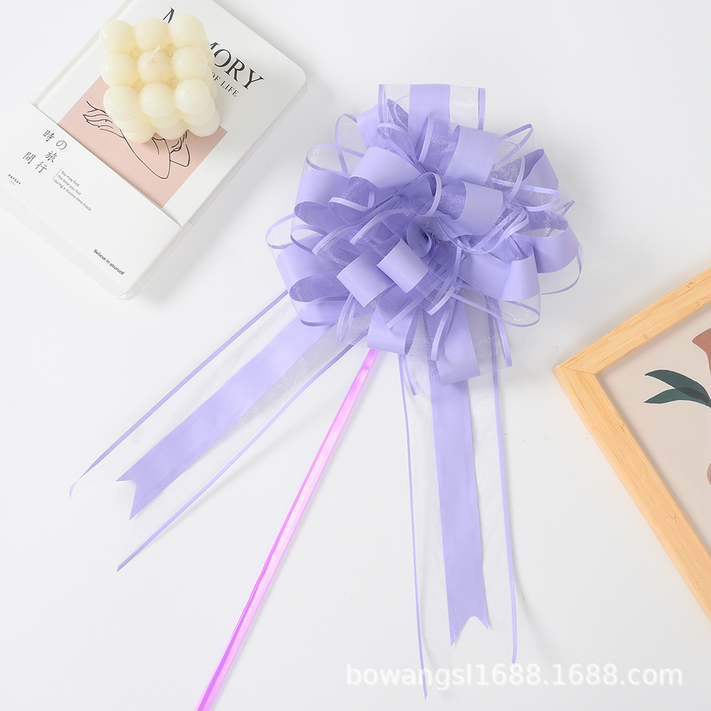 Transfronterizo extra grande 6.4 Macarons de color liso y elegante, gasa de nieve alargada, flor de dibujo, coche de boda, canasta de frutas, decoración de apertura, color de dibujo