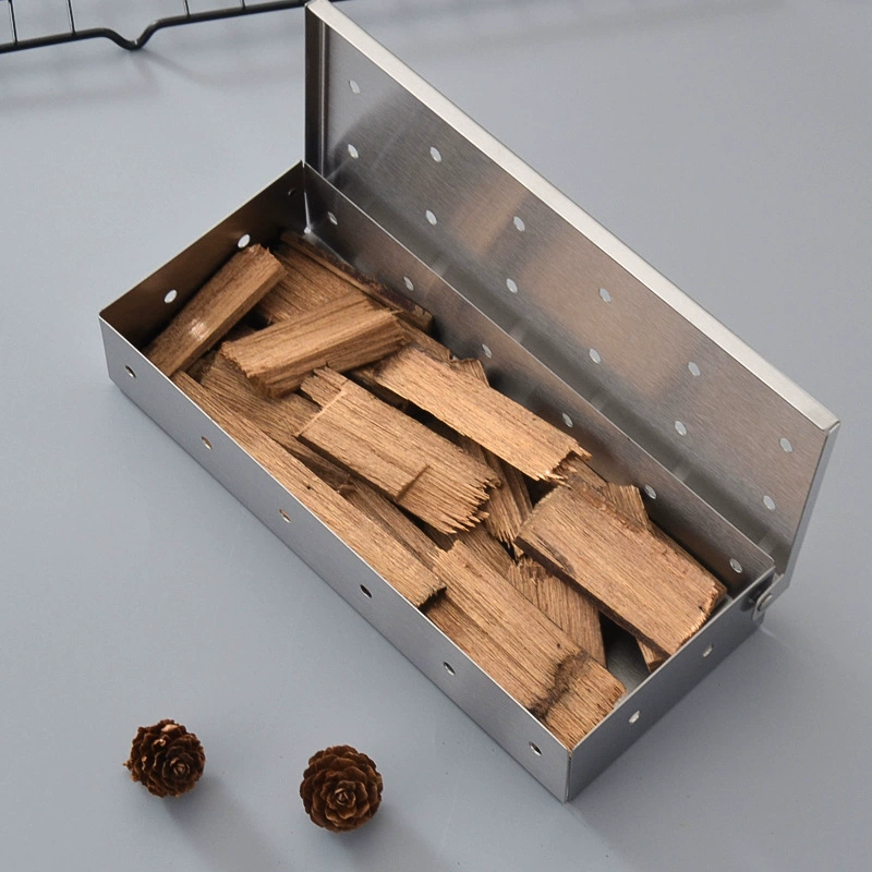 430 утолщение из нержавеющей стали копченая коробка квадратная древесная коробка для сжигания угля коробка BBQ пакет портсигар для наружного барбекю