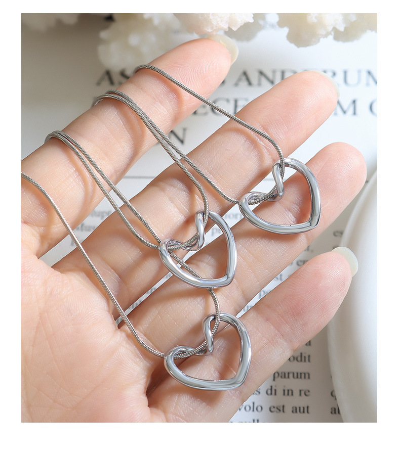1 Piece Simple Style Heart Shape Titanium Steel Plating Chain Pendant Necklace_colorza_2