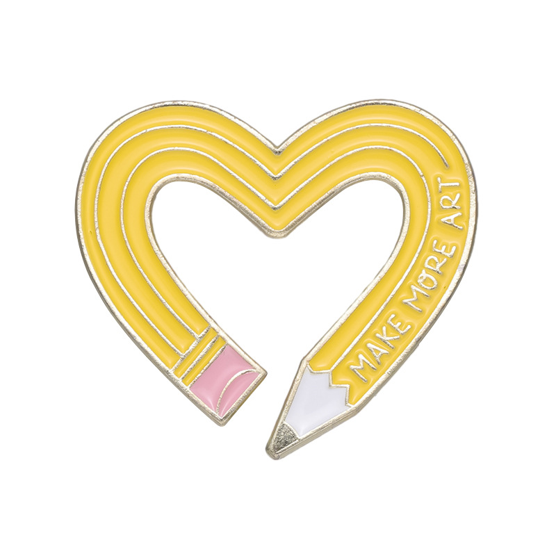 Simple Style Style Simple Style Pin Heart Shape Pencil Alloy Stoving Varnish Unisex Brooches
