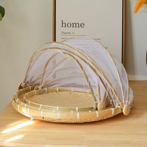 Drying Basket, House Use, Steamed Bun Round, Scoop, Bamboo Weaving, Ethnic, Shallow Mouth, Decorative, Bamboo Made, Bamboo Weaving, Handmade Scoop, Mosquito Proof, Vegetable Cover