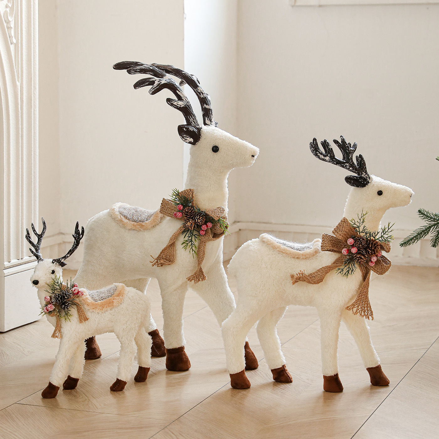 Muñecas espuma blanca ciervo muñeca hogar centro comercial ventana decoración de árbol de Navidad decoración de Navidad