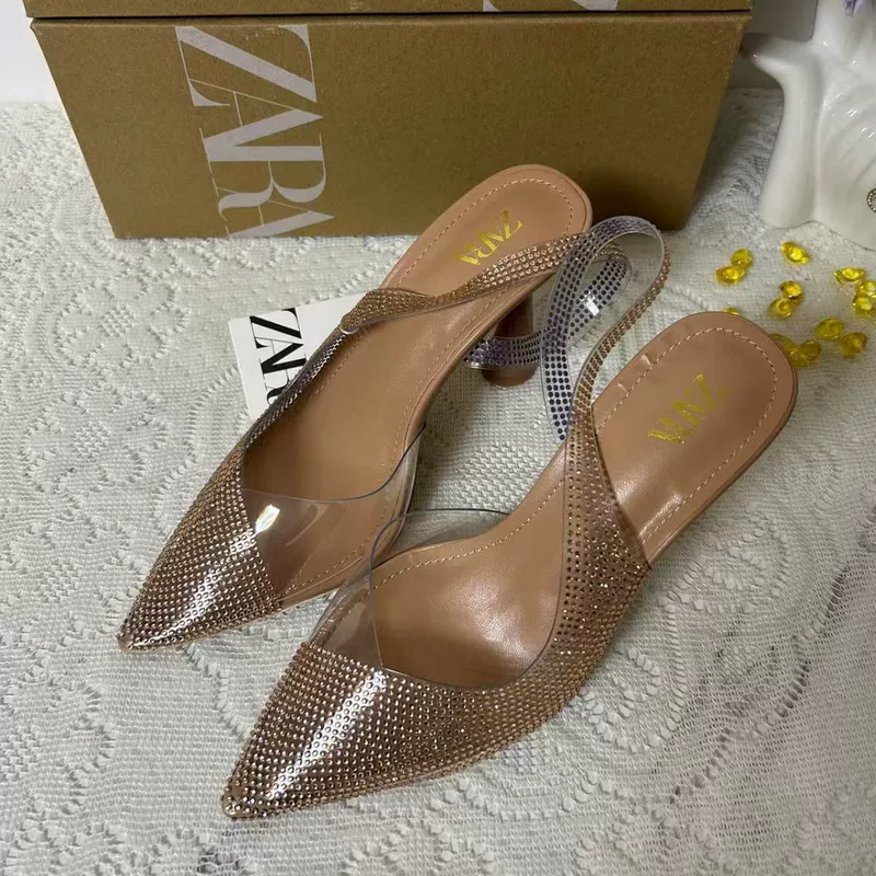 Zara, stiletto heels PVC, belt low-cut, sandals