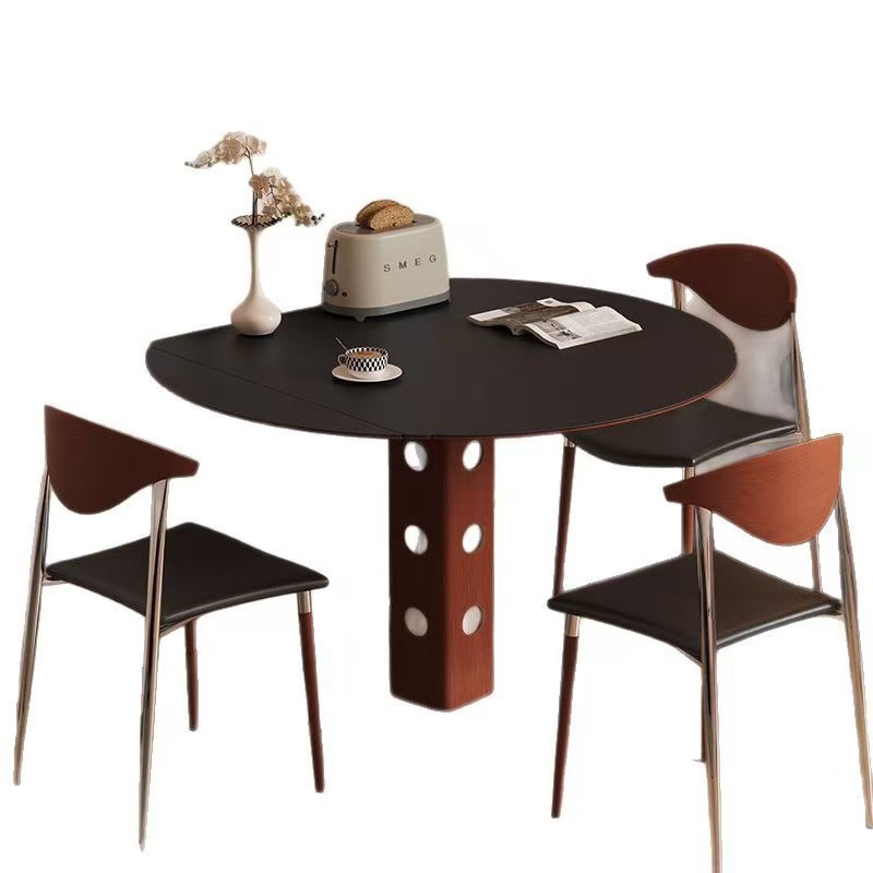 Mesa de comedor plegable cuadrada de madera sólida, mesa redonda de madera sólida, mesa redonda multifuncional para el hogar
