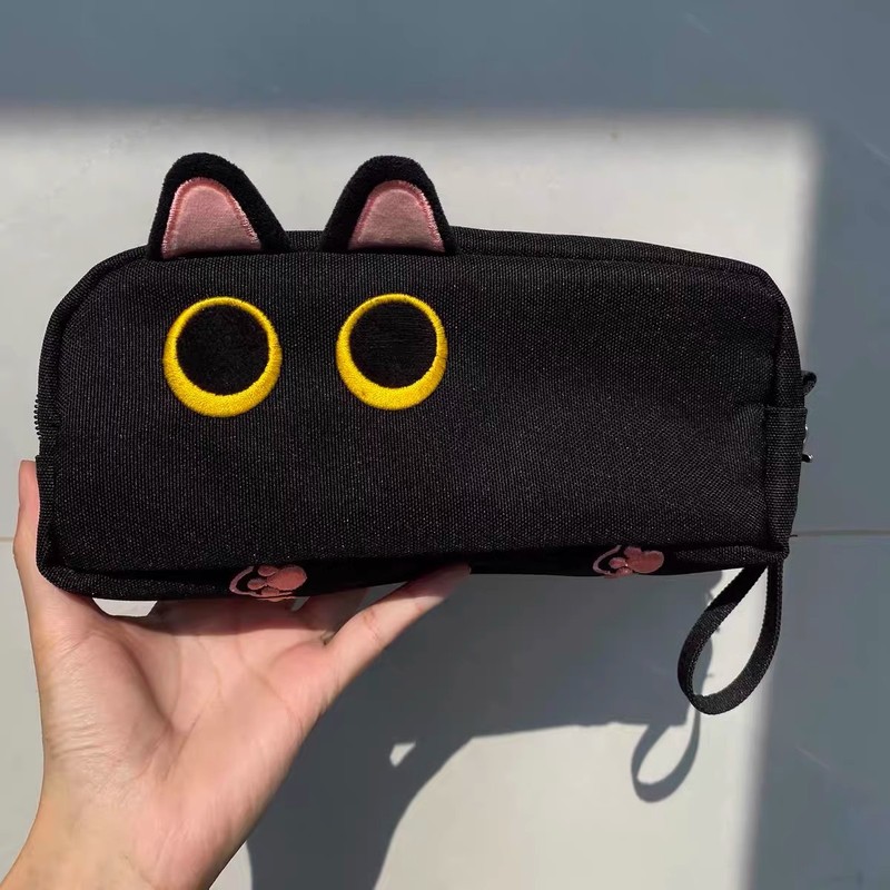 かわいい猫の筆袋ins風シンプル二重大容量小中高校学生文房具収納袋鉛筆ケース|undefined
