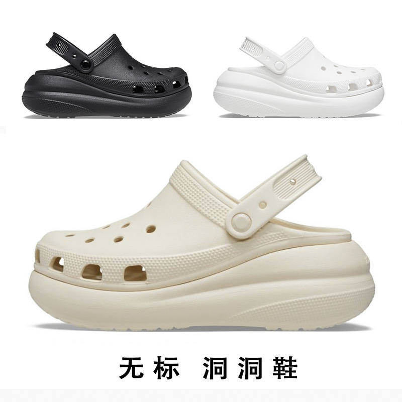 2026 Cross-Border Hot-Selling Summer Unbranded Puffy Clogs for Women, Non-Slip Thick-Soled Beach Platform High-Heeled Sandals