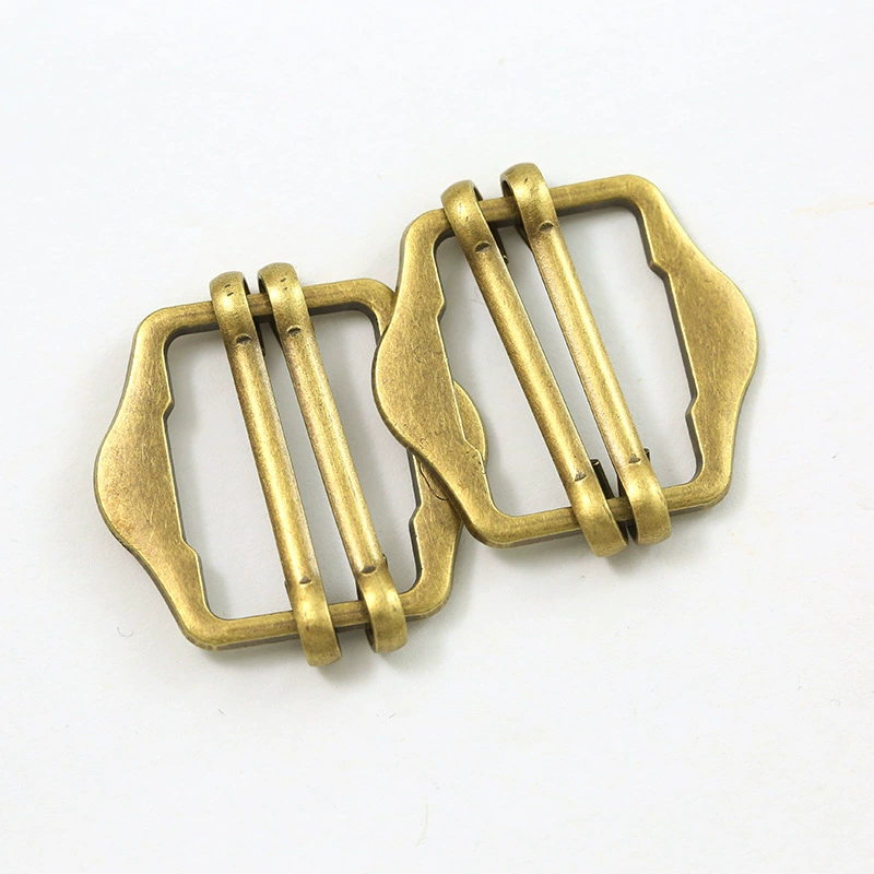 Wholesale metal double-prong double happiness four-notch header buckle two-end pointed four-stroke eyelet cap vest adjustable active buckle