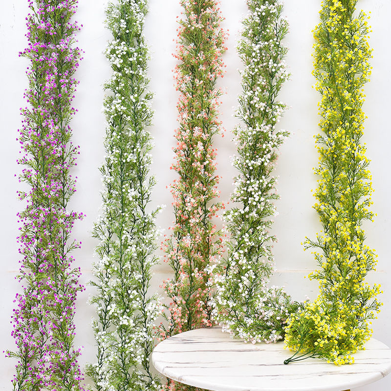 Simulation Gymnolia Rattan Flower Vine Decorative Vine Artificial Flower Air Conditioning Pipe Covering Living Room Ceiling Plastic Flower Winding