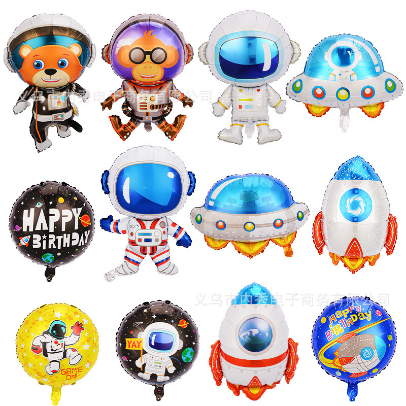 New Arrival Spaceman Balloon Astronaut Rocket Shape Cosmic Theme Birthday Party Decoration Aluminum Film UFO Balloon