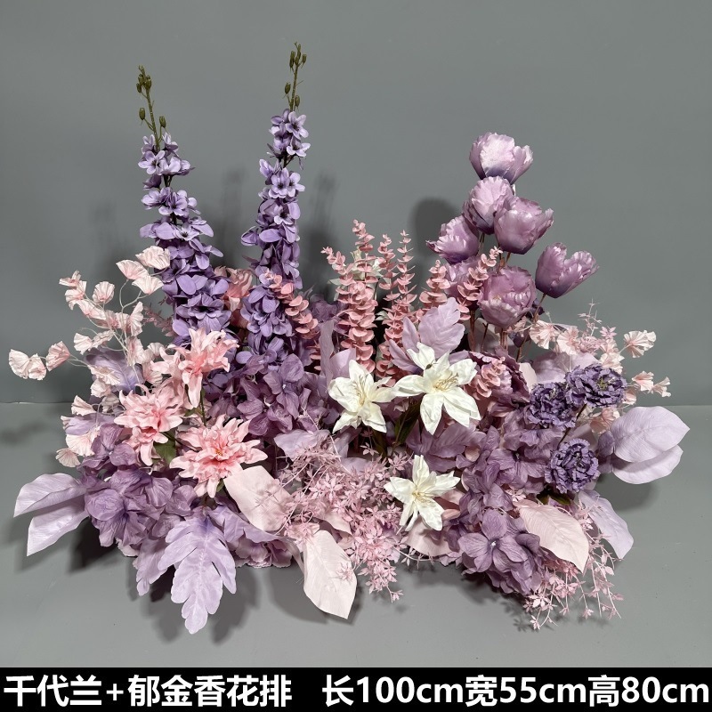 Flor de la boda de la flor Chiyeya rosa roja fila de orquídeas fila de flores bosque escena de compromiso decoración de la boda fondo de decoración