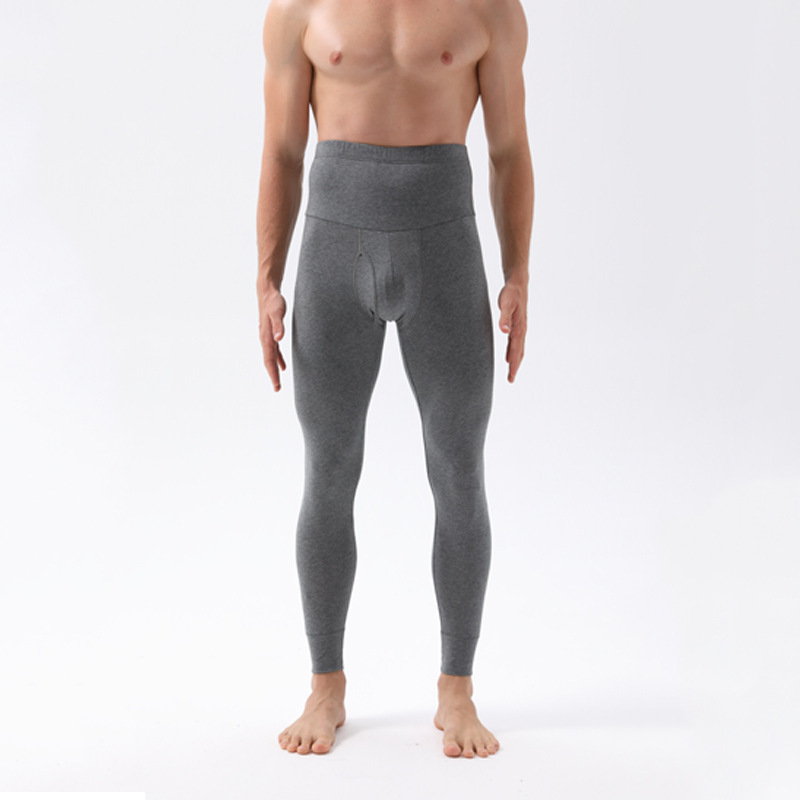 メンズハイウエスト秋用パンツ、純綿、プラスサイズ、二重層ウエスト保護、腹部コントロール、保温パンツ、伸縮性ウエスト、高弾性|undefined