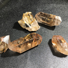 天然钛晶原石金发晶黄发晶原矿物标本晶石家居办公桌摆件
