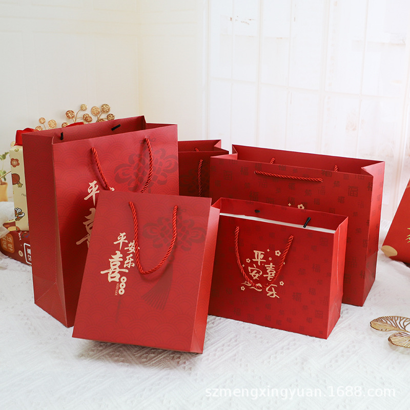 新年礼品袋春节送礼盒福袋红色手提袋纸袋年货包装袋元宵礼物袋子