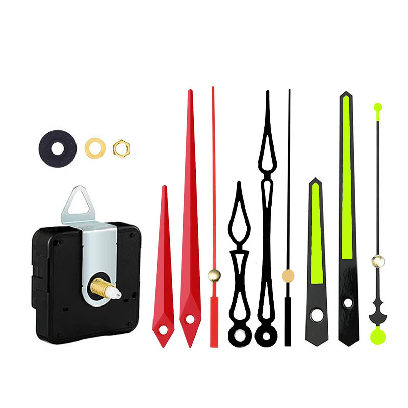 Set completo de movimiento de reloj nuevo modelo, venta caliente transfronterizo, silencioso y fluorescente luminoso, aguja de reloj metálica, para reloj de pared DIY