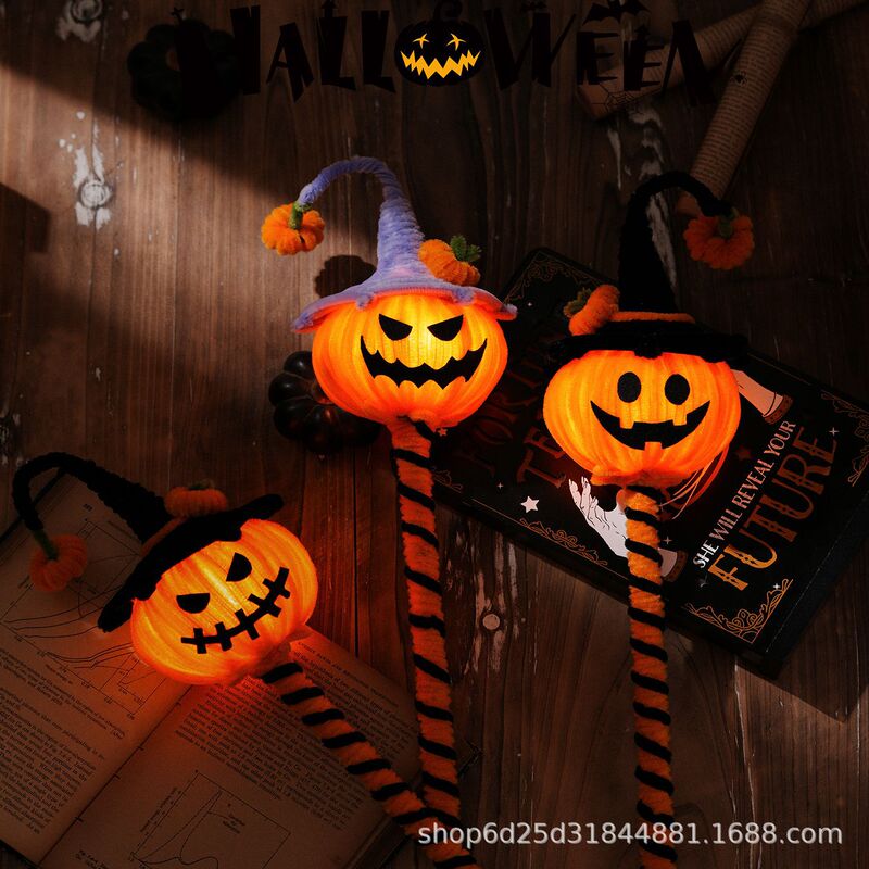 New Halloween Kidsren's Twist Stick Light Wand DIY Handmade Pumpkin Lantern Magic Cane Stereo Decoration Material Package