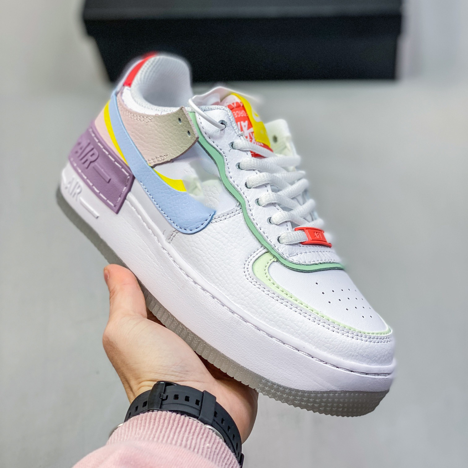 Pure original AF1 Sombra Fuerza Aérea No. 1 macarón deconstruir zapatos de suela gruesa para mujeres zapatos deportivos casuales para estudiantes