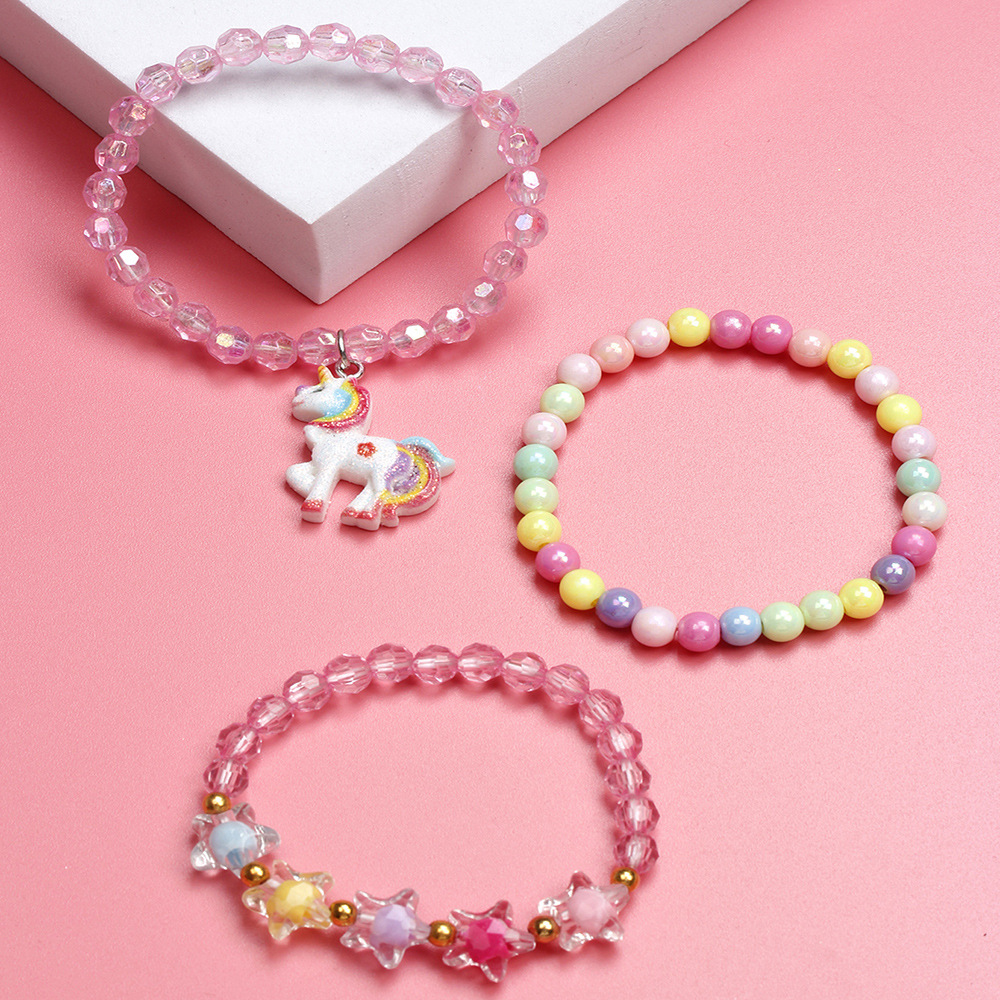 Cute Pentagram Unicorn Plastic Beaded Bracelets