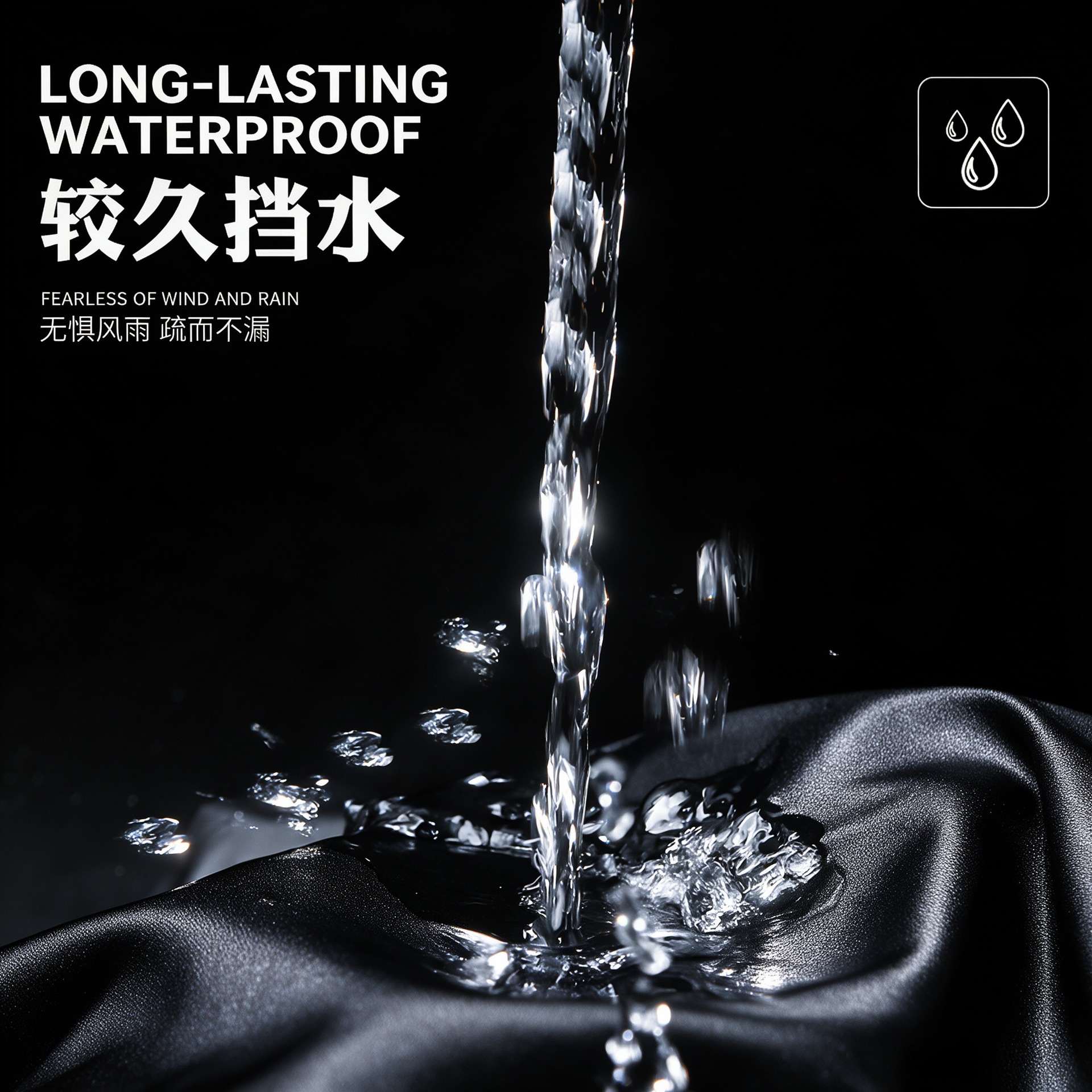 跨境雨衣套装户外 通勤工地市政骑行分体式雨衣 Raincoat-Black