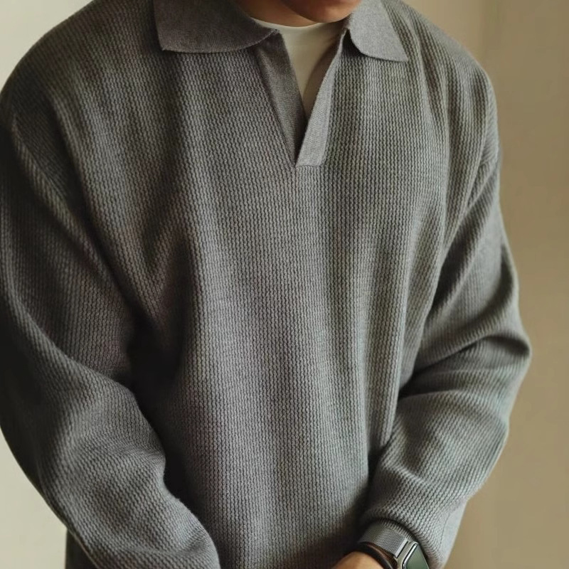 Black Sweater Men's Spring and Autum 2023 New Style Polo Knitwear Handsome Bottoming Half Turtleneck One Piece Drop Shipping