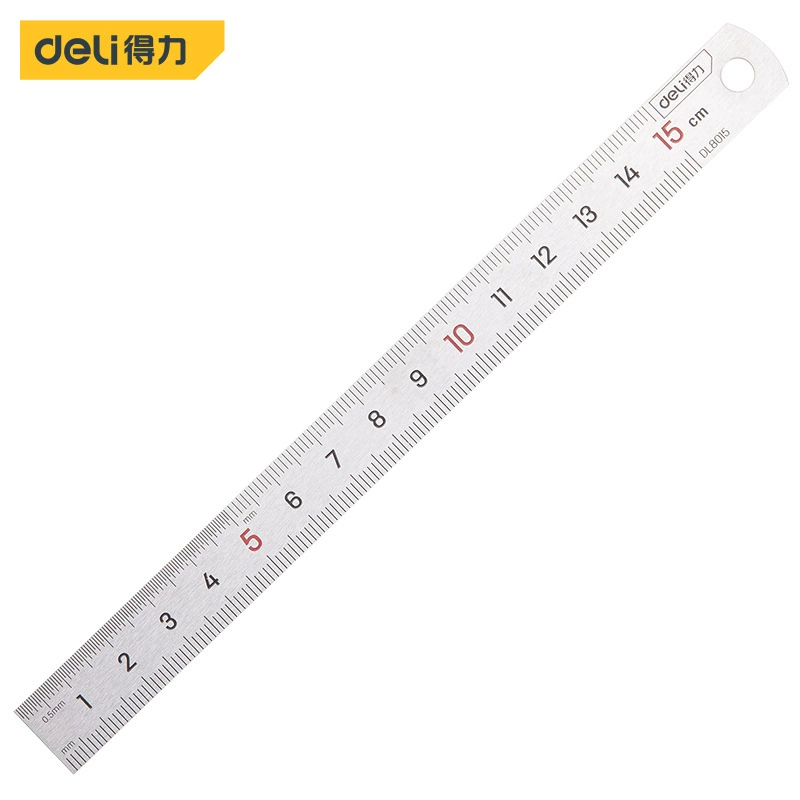 Измерительная линейка Deli Tools DL8015 из утолщенной нержавеющей стали, метрическая, 15 см (150 мм)