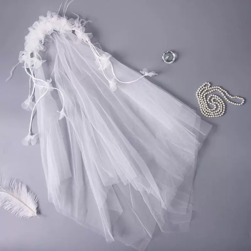 Белое свадебное платье Головной убор Новое Короткое женское платье невесты в Корейском стиле Простая Фея Фото интернет-знаменитостей Mori AliExpress Cross-Border