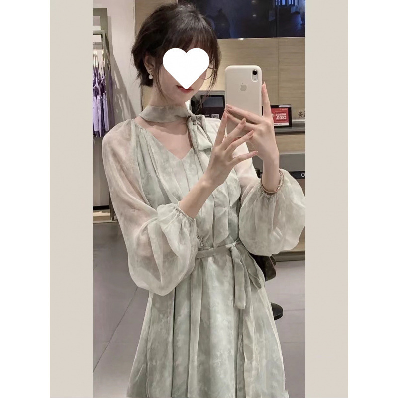 温柔风碎花连衣裙女2025早秋季新款法式高级感收腰气质仙女长裙子|undefined