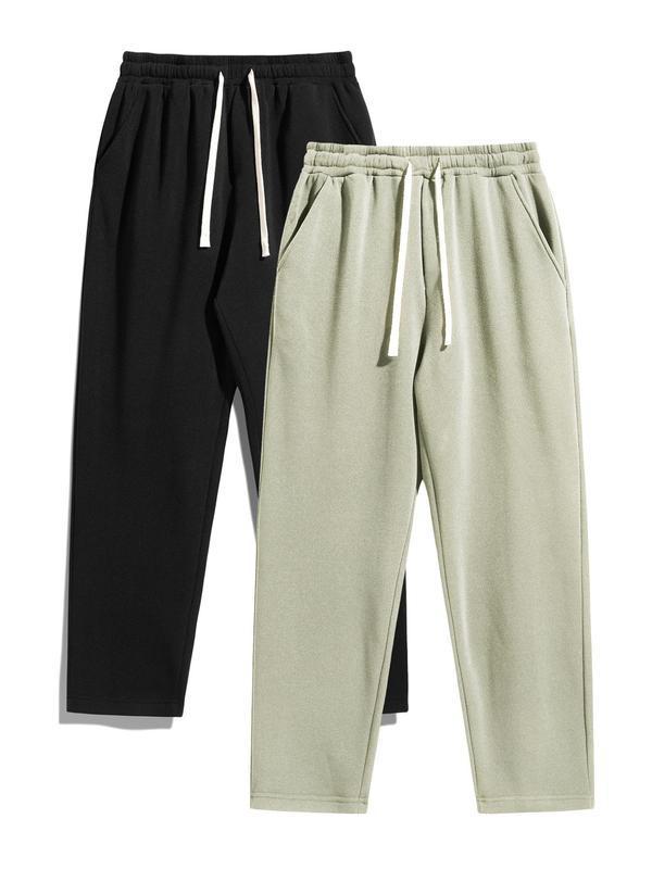 Men's Solid Thermal Lined Drawstring Waist Pants Casual|undefined