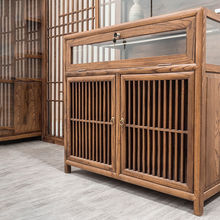 实木珠宝展示柜饰品首饰透明玻璃柜台展柜新中式高柜博物馆陈列柜