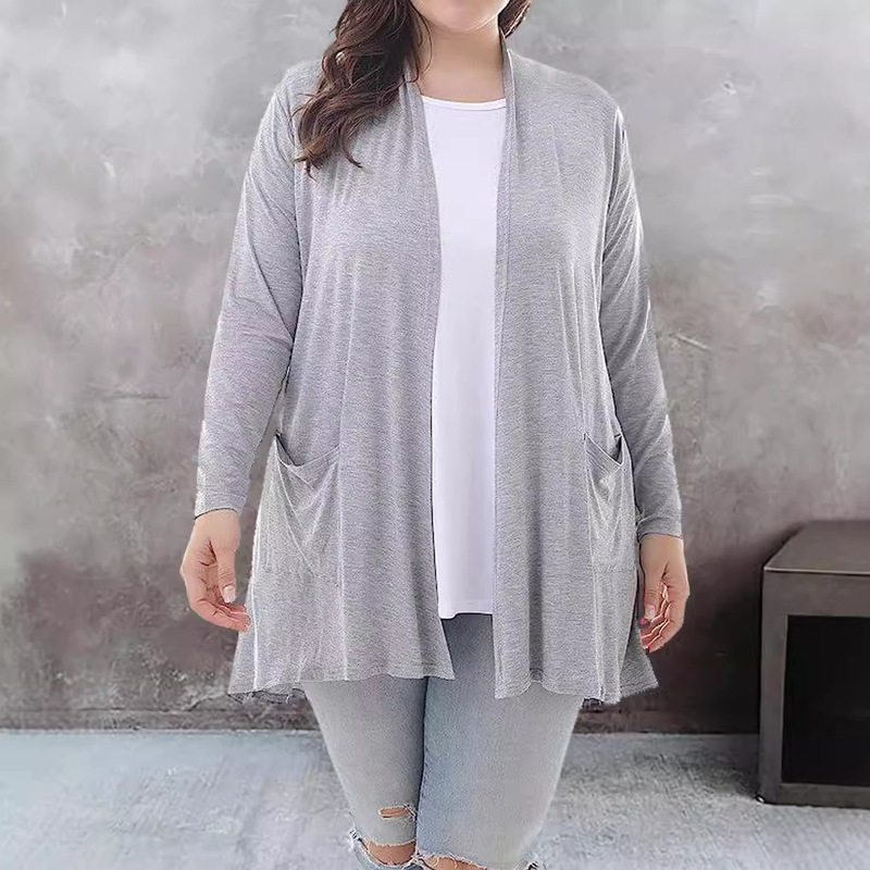 ON01288 in stock 2024 spring and autumn new cross-border plus size women's fashion temperament solid color long sleeve top