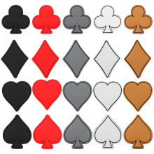 跨境现货扑克牌黑桃 黑红梅方PVC软胶夜光士气章魔术贴背包贴补丁