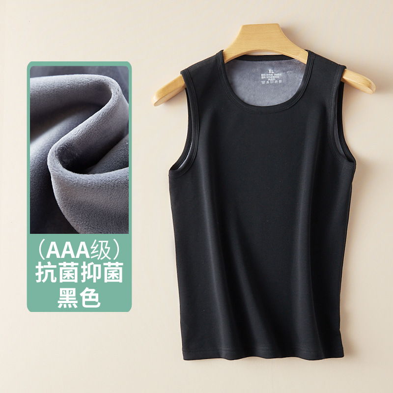 抗菌綿430グラムとベルベットの保温ベストを厚くした男性の中にシャツを着て発熱した袖なしの馬甲秋冬