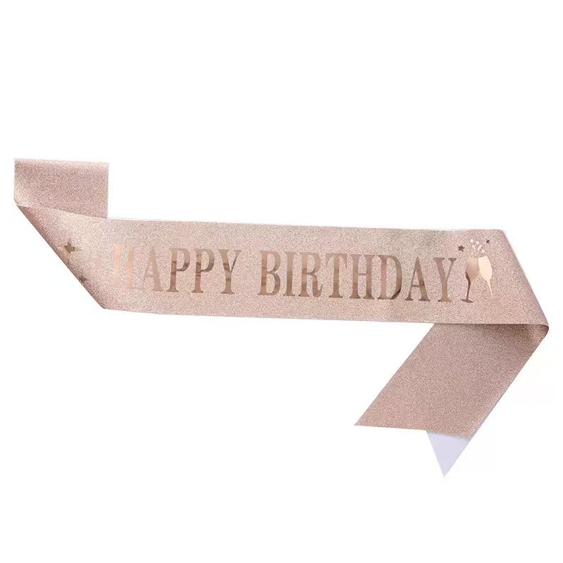 Cinta brillante para fiesta de cumpleaños, banda de cumpleaños, cinta de etiqueta, letras doradas, decoración de fiesta, diadema al por mayor