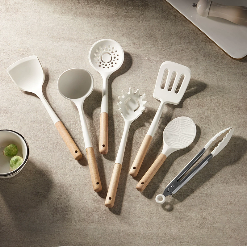 [Hen Doudou C] Посуда Silicon glue spatula sleeve sleeve суповая ложка кухонные принадлежности дерево ручка антипригарная кастрюля специальная