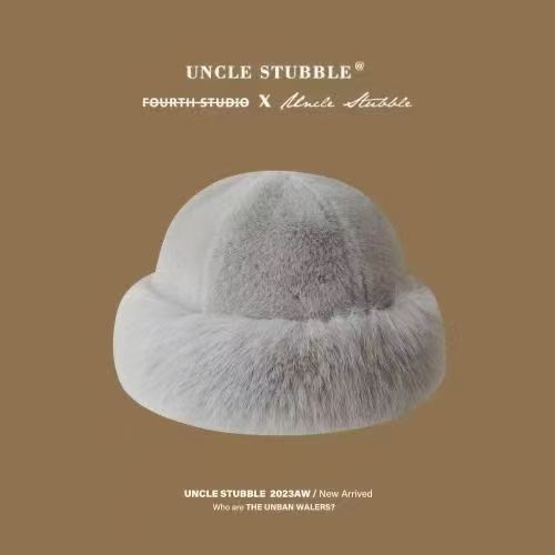 Invierno nuevo estilo grueso y cálido sombrero de paja de imitación de cuero para niños sombrero de pescador cara de alta calidad pequeño sombrero mongol fuente transfronteriza