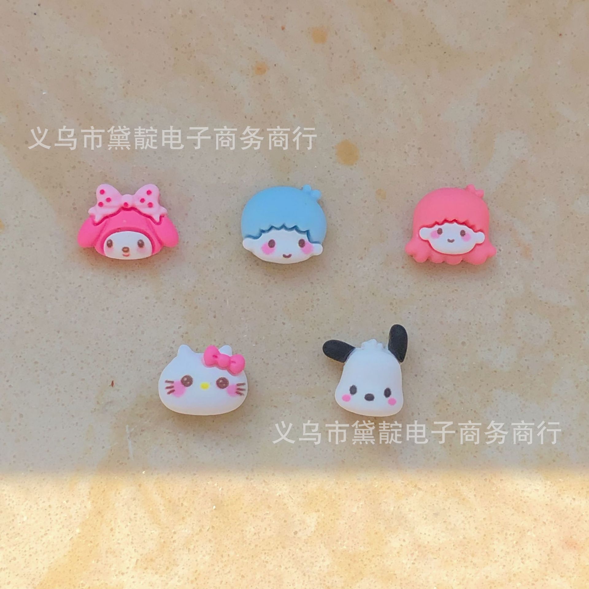 小号磨砂充粉卡通双子星树脂贴片 diy奶油胶材料儿童发夹水杯贴