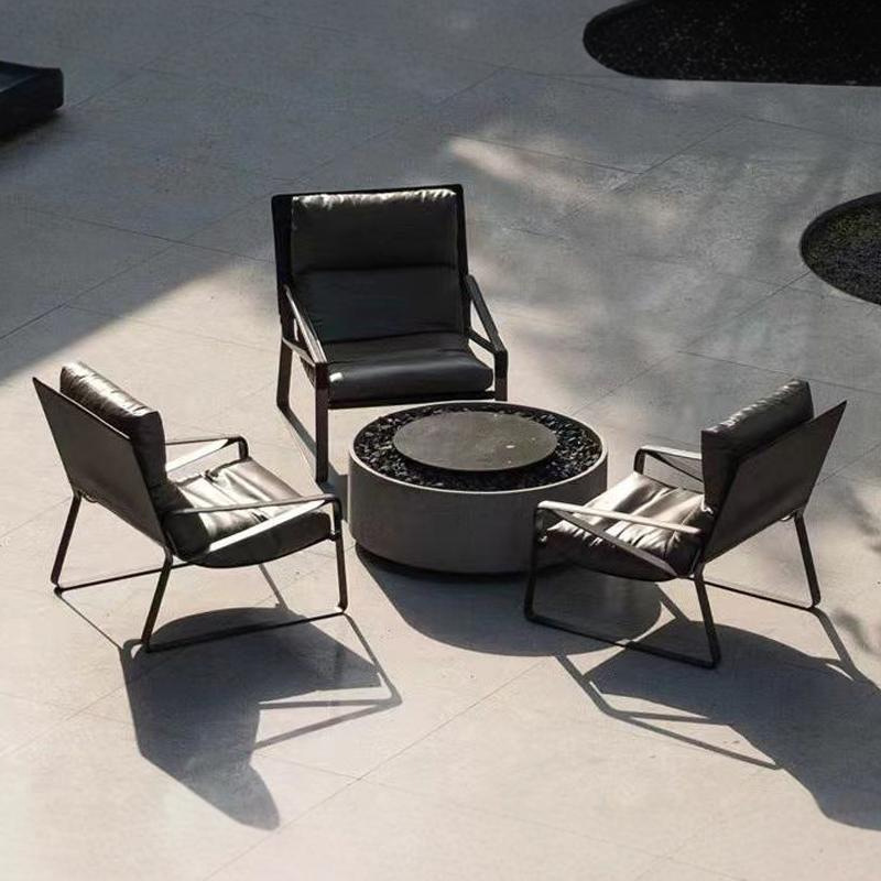 Sofá y silla al aire libre Jardín municipal Paisaje Patio Casa de familia Departamento de ventas Balcón de acero inoxidable combinación de muebles de ocio