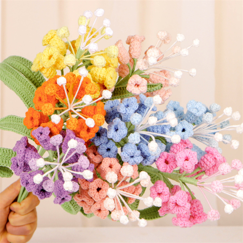New hand-knitted large bouquet of wool micro-hook artificial flower desktop decoration artificial flower finished product hand-knitted flower pic 5